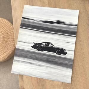 Black & White Porsche 911 8x10 Glossy Photo Print – Vintage Racing Wall Art